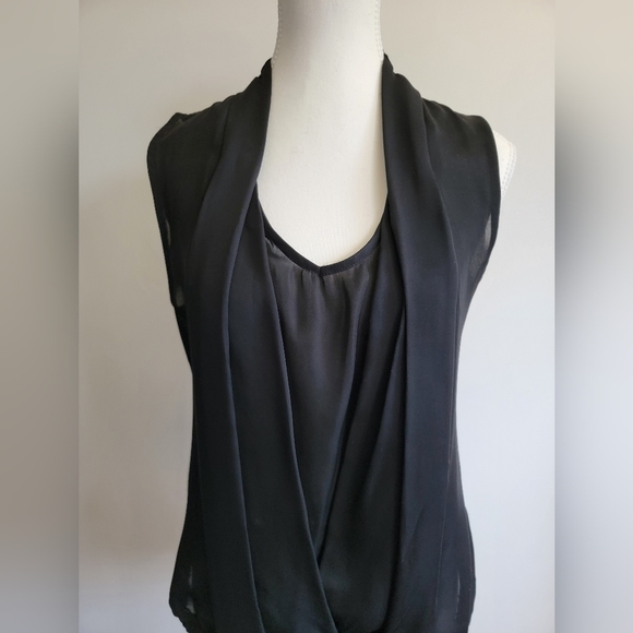 Anthropologie DELETTA Sheer Open Front Sleeveless Top with Built In Camisole - Picture 3 of 8